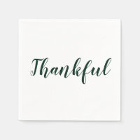 Thankful dark green white script cute thanksgiving