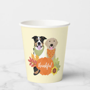 Thankful Dogs Thanksgiving Harvest Pumpkins Paper Cups