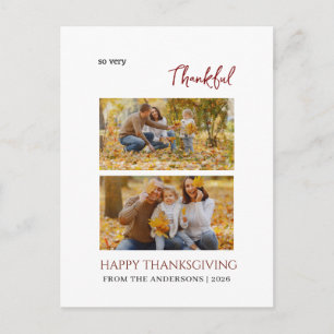 Thankful Elegant Happy thanksgiving family 2 photo Holiday Postcard