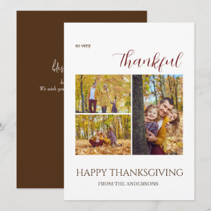 Thankful Elegant Happy thanksgiving family 3 photo Holiday Card