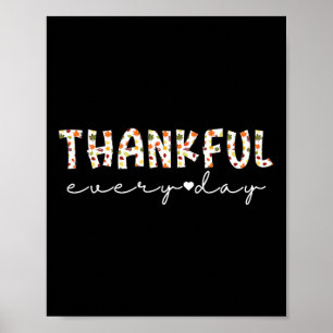 Thankful Everyday Fall Leaves Thanksgiving Autumn Poster