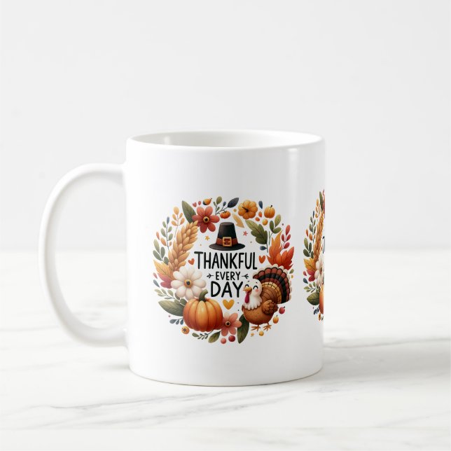 Thankful Everyday Turkey Coffee Mug (Left)