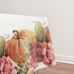 Thankful Fall Autumn Orange Pumpkin Thanksgiving Tablecloth
