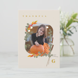 Thankful Fall Botanical Photo Thanksgiving Holiday Card