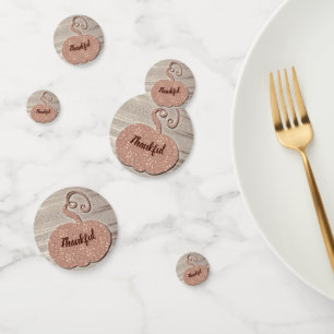 Thankful Fall Faux Rose Gold Elegant Pumpkin Confetti