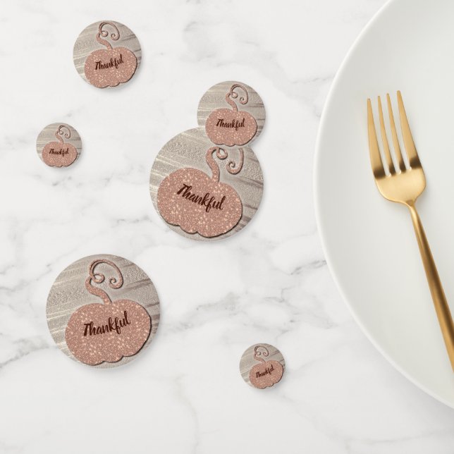 Thankful Fall Faux Rose Gold Elegant Pumpkin Confetti (Group)