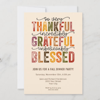 Thankful Fall Harvest Dinner Party Invitation