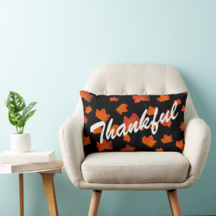 THANKFUL FALL LEAVES ELEGANT AUTUMN LEAF NATURE LUMBAR CUSHION