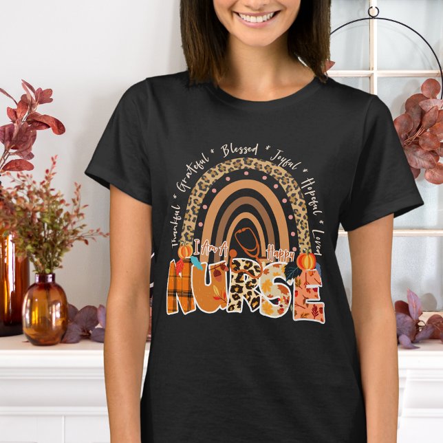 Thankful Fall Rainbow Nursing Autumn Thanksgiving T-Shirt (Creator Uploaded)