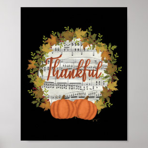 Thankful Fall Wreath with Music Poster