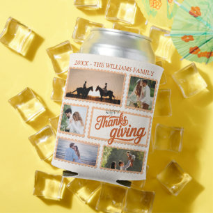 Thankful Family Thanksgiving Photo Collage Party Can Cooler