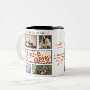 Thankful Family Thanksgiving Photo Collage Party Two-Tone Coffee Mug