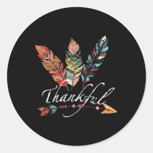 Thankful Feather and Arrow Fall  - Vintage Thanksg Classic Round Sticker