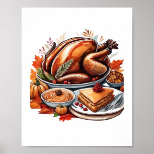 Thankful & Fly Turkey – Colorful Urban Cartoon Ove Poster