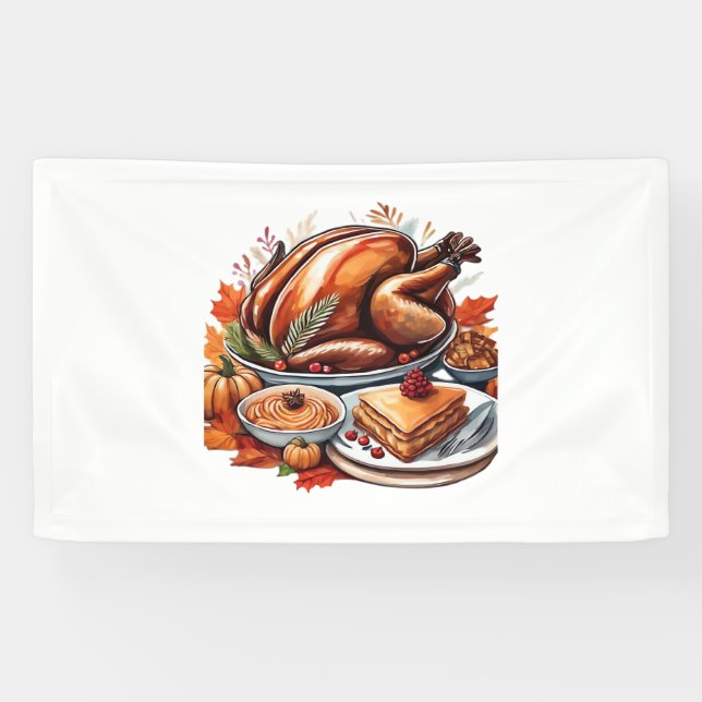 Thankful & Fly Turkey – Colourful Urban Cartoon Ov Banner (Horizontal)