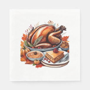 Thankful & Fly Turkey – Colourful Urban Cartoon Ov Napkin