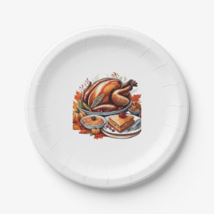 Thankful & Fly Turkey – Colourful Urban Cartoon Ov Paper Plate