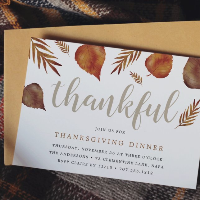 Thankful Foliage | Thanksgiving Dinner Invitation (Creator Uploaded)
