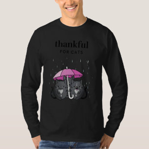 Thankful for Cats Women's Thanksgiving Tuxedo Cat T-Shirt