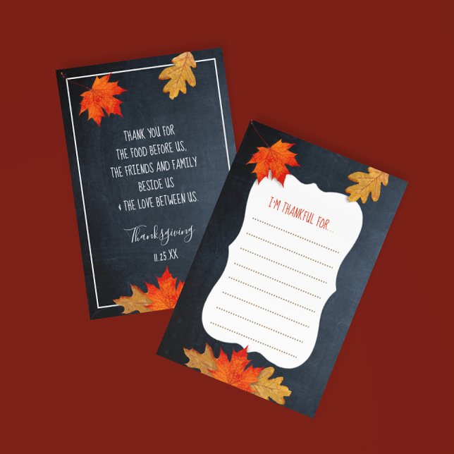 Thankful For Chalkboard Thanksgiving Placecards RSVP Card (Creator Uploaded)