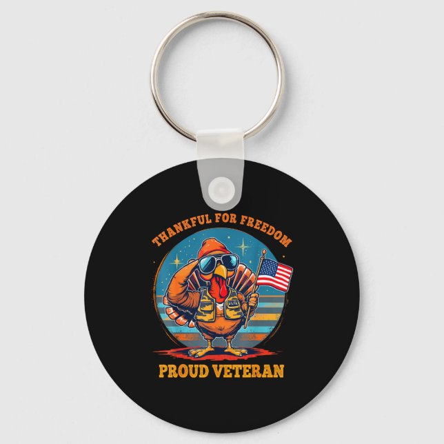 Thankful For Dom – Proud American Veteran Thanksgi Key Ring (Front)