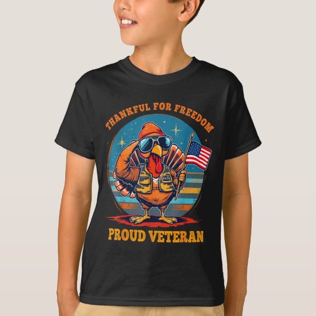 Thankful For Dom – Proud American Veteran Thanksgi T-Shirt (Front)