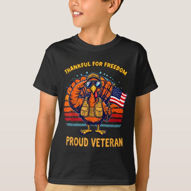 Thankful For Dom Proud Veteran Patriotic Thanksgiv T-Shirt (Front)