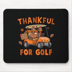 Thankful For Golf Turkey Playing Golf Thanksgiving Mouse Pad