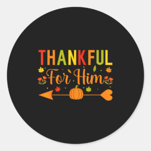 Thankful For Him Couples Fall Matching Couple Than Classic Round Sticker