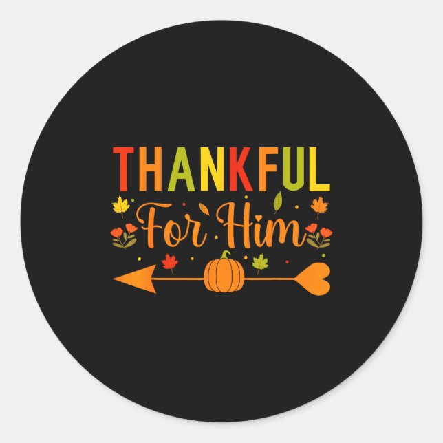 Thankful For Him Couples Fall Matching Couple Than Classic Round Sticker (Front)