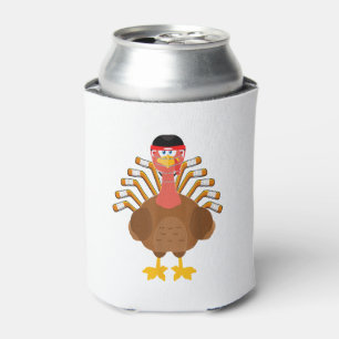thankful for hockey thanksgiving Funny Turkey Ice Can Cooler
