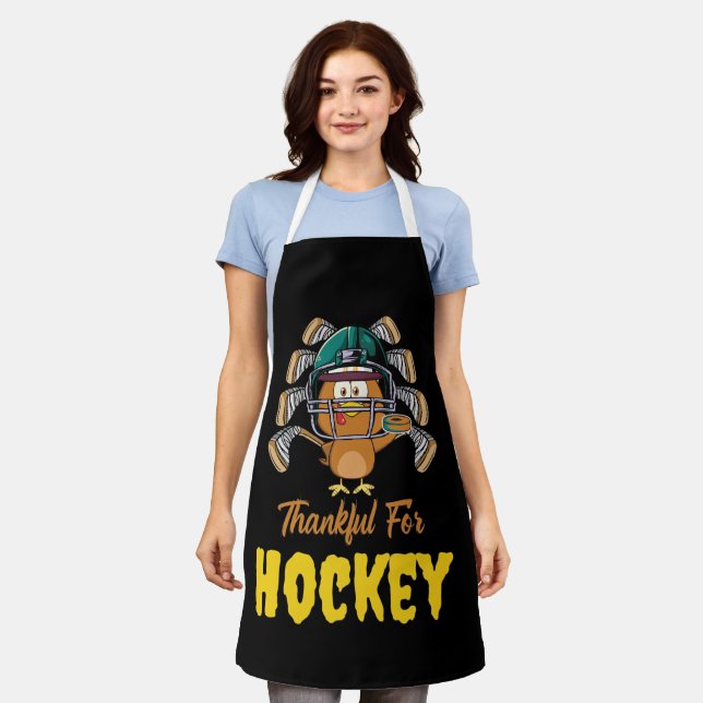 Thankful For Hockey Turkey Thanksgiving Apron (Worn)