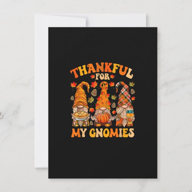Thankful For My Gnomies Cute Gnome Thanksgiving Me Invitation (Front)
