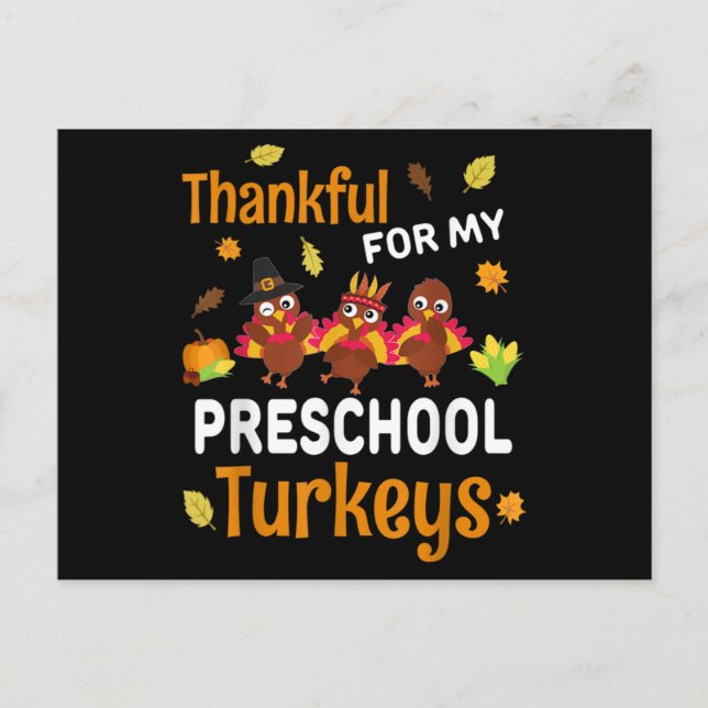 Thankful for My Kindergarten Turkeys Thanksgiving Postcard (Front)