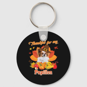 Thankful For My Papillon Dog Thanksgiving I'm Pump Key Ring