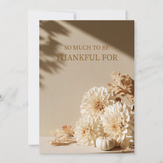 Thankful For Neutral Dahlia Thanksgiving Card