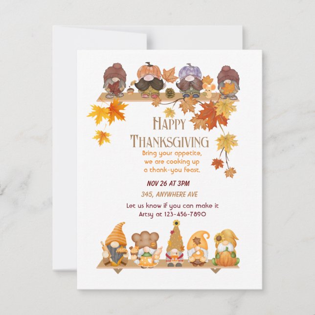 Thankful for Our Gnomies  Invitation (Front)