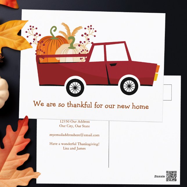Thankful for Our New Home Address Thanksgiving Postcard (Creator Uploaded)