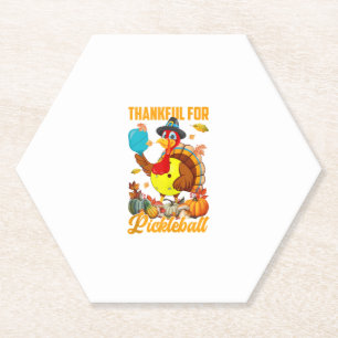 Thankful For Pickleball Turkey Fall Vibes Happy Th Paper Coaster