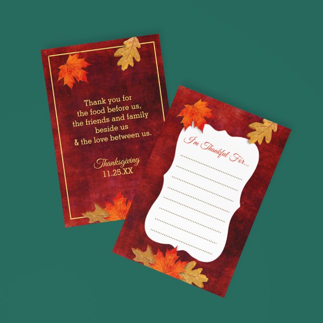 Thankful For Red Thanksgiving Placecards RSVP Card (Creator Uploaded)