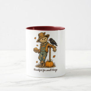 Thankful for Small Things Scarecrow Thanksgiving Mug