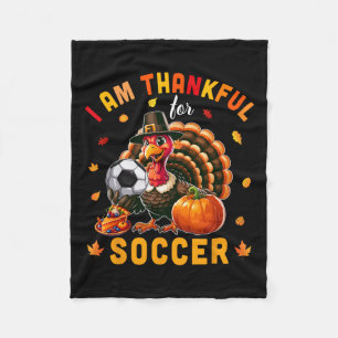 Thankful For Soccer Thanksgiving Turkey Matching P Fleece Blanket