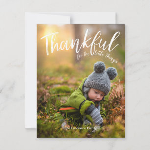 Thankful for the Little Things Thanksgiving Photo Holiday Card