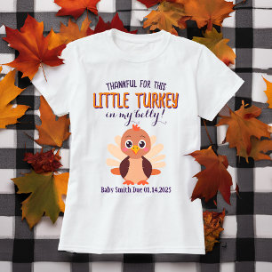 Thankful for This Little Turkey Pregnancy Reveal T-Shirt