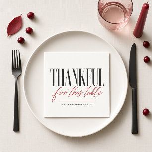 Thankful for This Table Pink Red Personalised Napkin