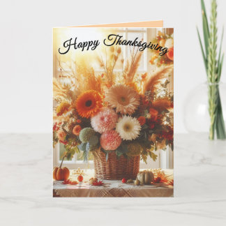 Thankful For You Autum Flowers Thanksgiving Card