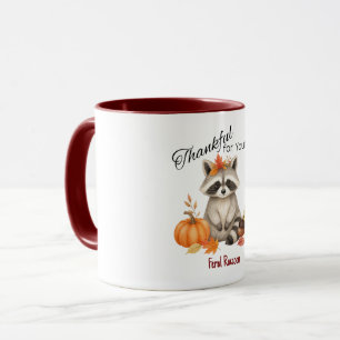 Thankful for You Fall Racoon Thanksgiving Mug