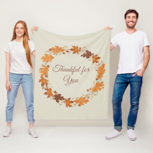 Thankful for You Fall Thank You Cards Fleece Blanket