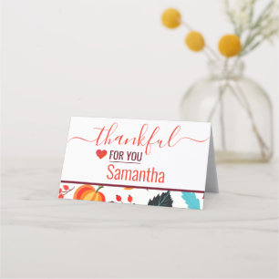 Thankful for You Festive Thanksgiving Place Card