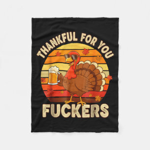 Thankful For You Forers Thanksgiving Happy Turkey Fleece Blanket